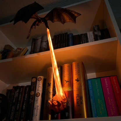 Velore Dragon Drachen-Wächter auf dem Bücherregal, Flammenfarbe Orange
